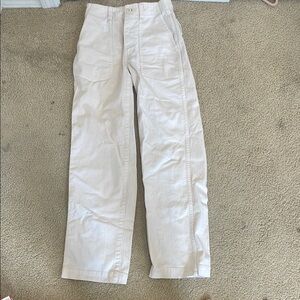 Madewell Cream Cargo Pants with Wide Leg Design